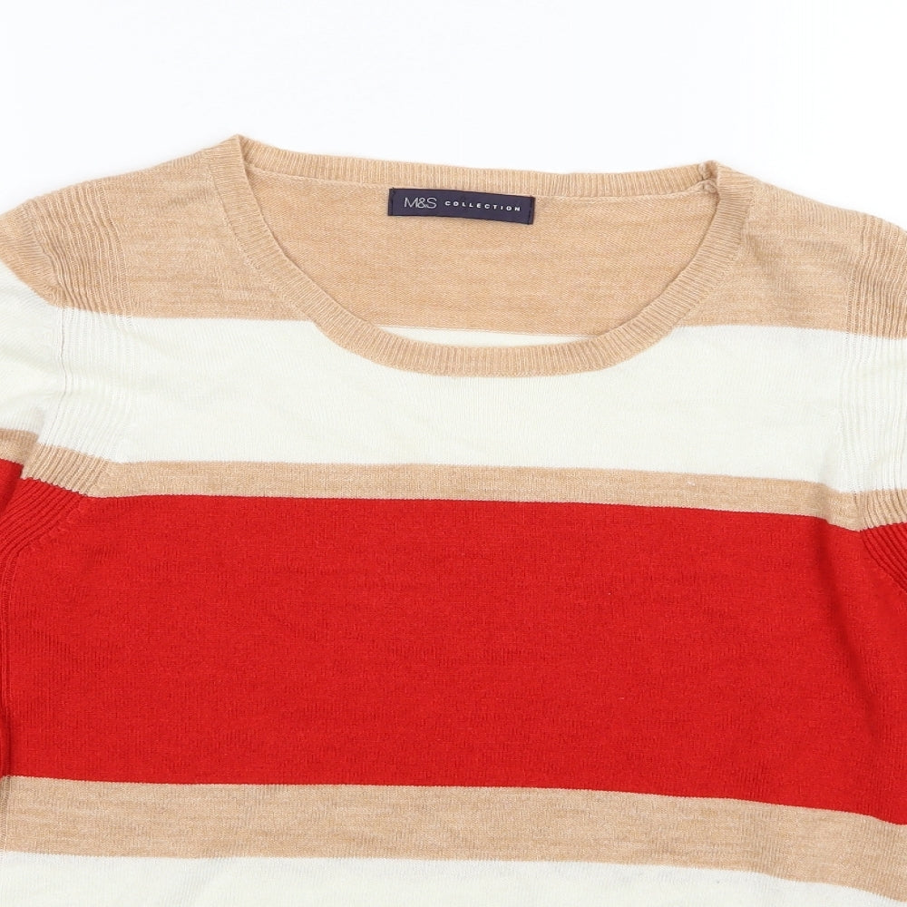 Marks and Spencer Womens Multicoloured Striped Knit Pullover Jumper Size 14