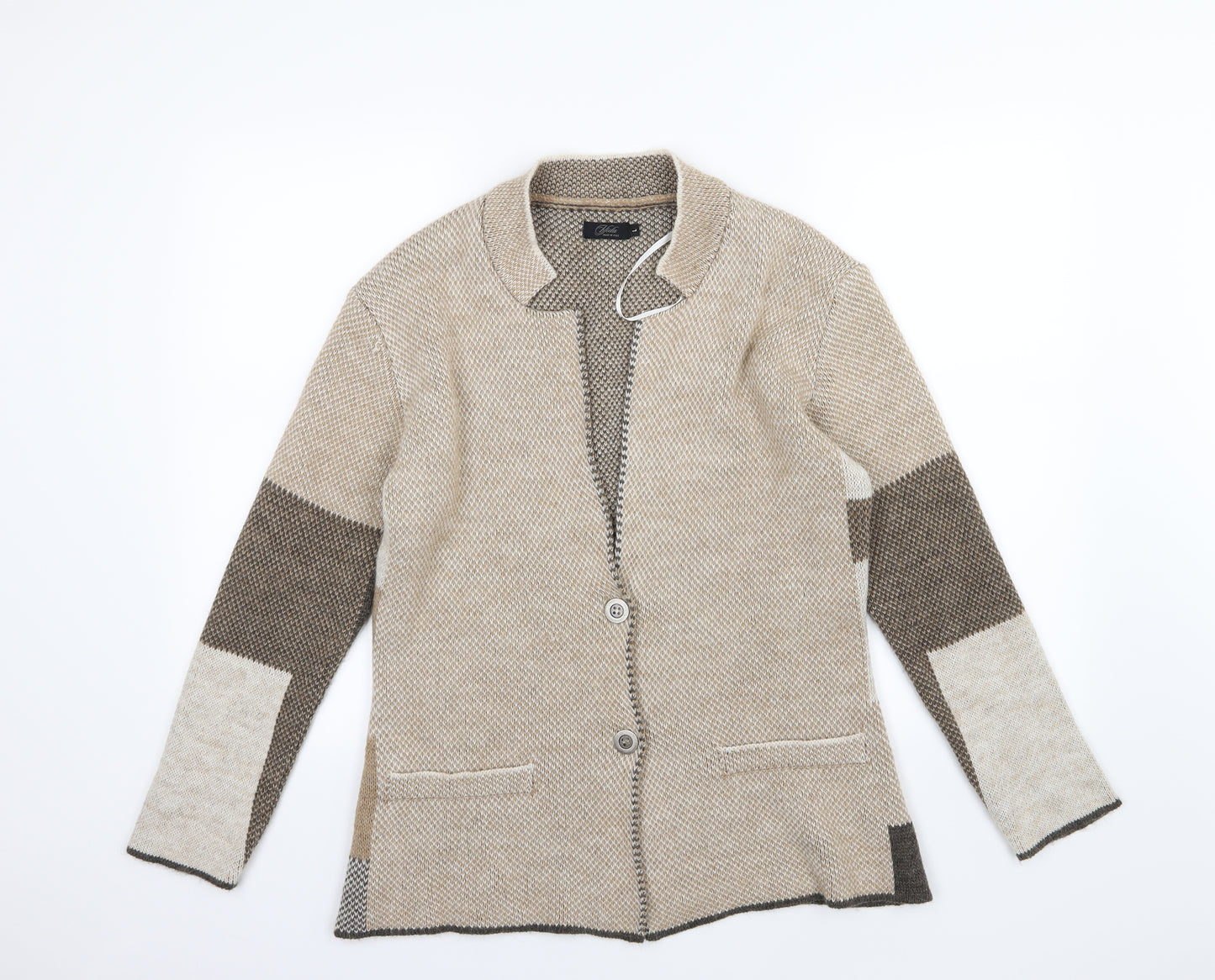 Mida Womens Beige  Knit Cardigan Jumper Size L