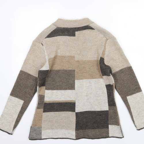 Mida Womens Beige  Knit Cardigan Jumper Size L