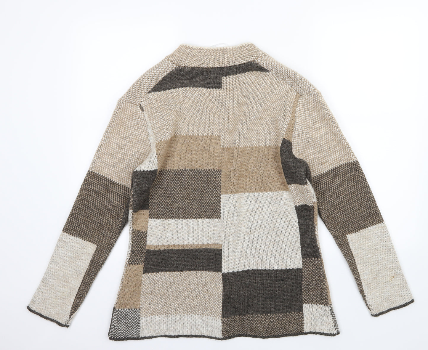 Mida Womens Beige  Knit Cardigan Jumper Size L