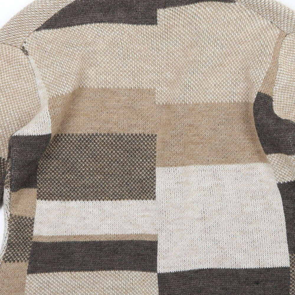 Mida Womens Beige  Knit Cardigan Jumper Size L