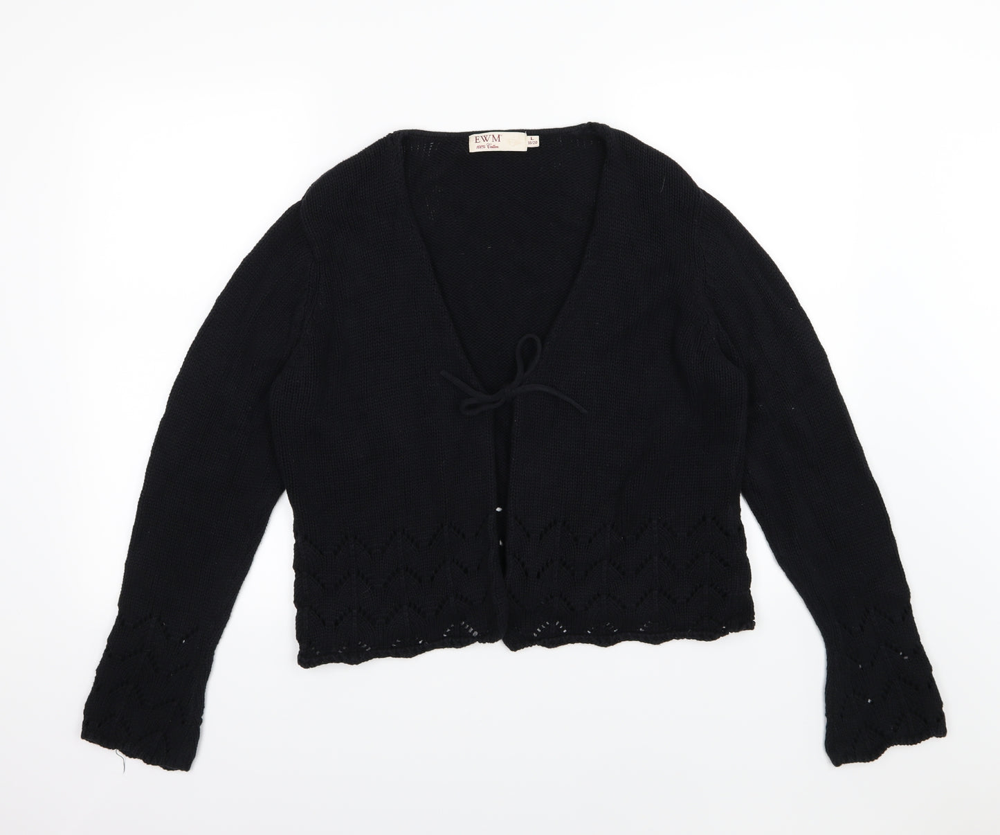 EWM Womens Black  Knit Cardigan Jumper Size L