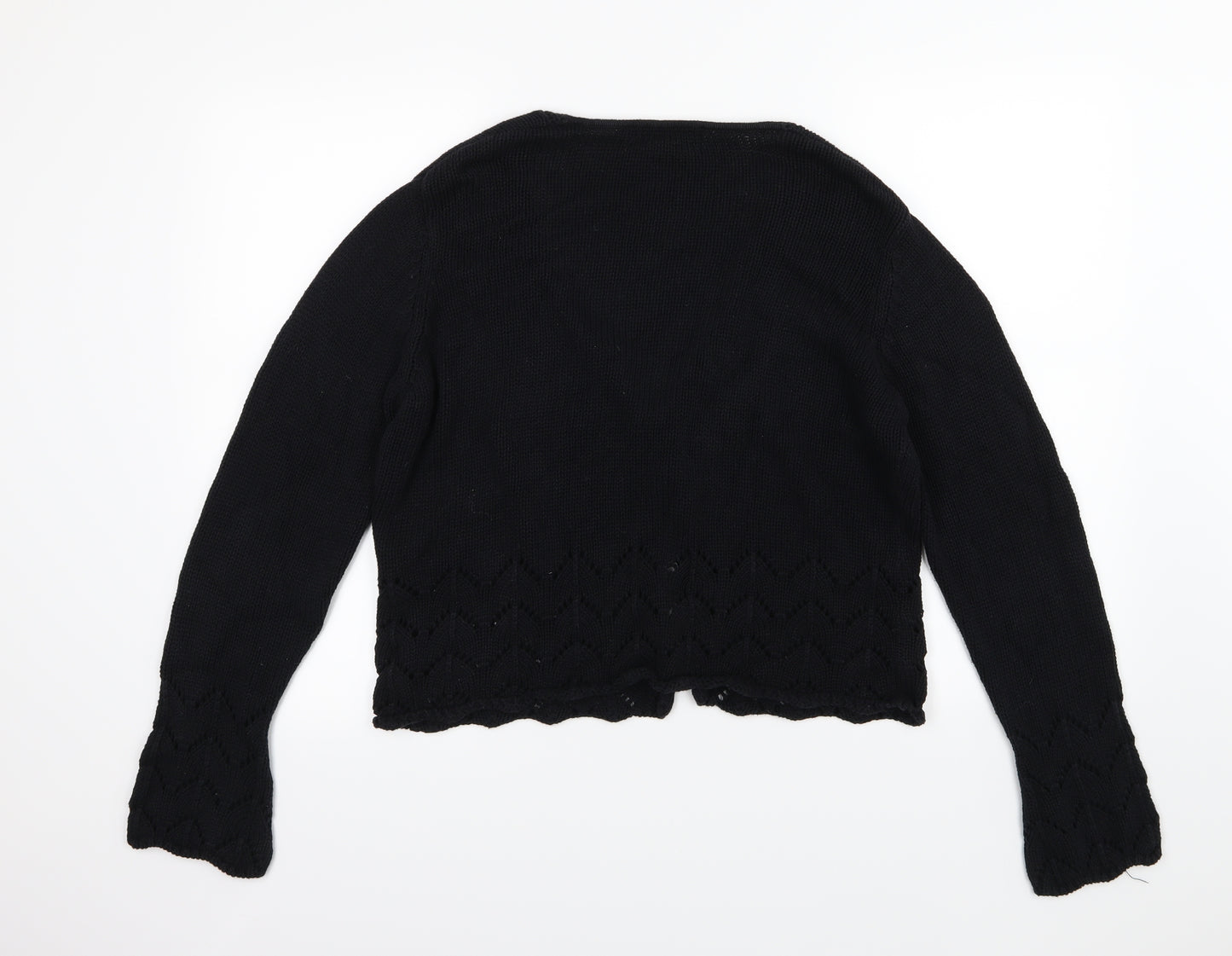 EWM Womens Black  Knit Cardigan Jumper Size L