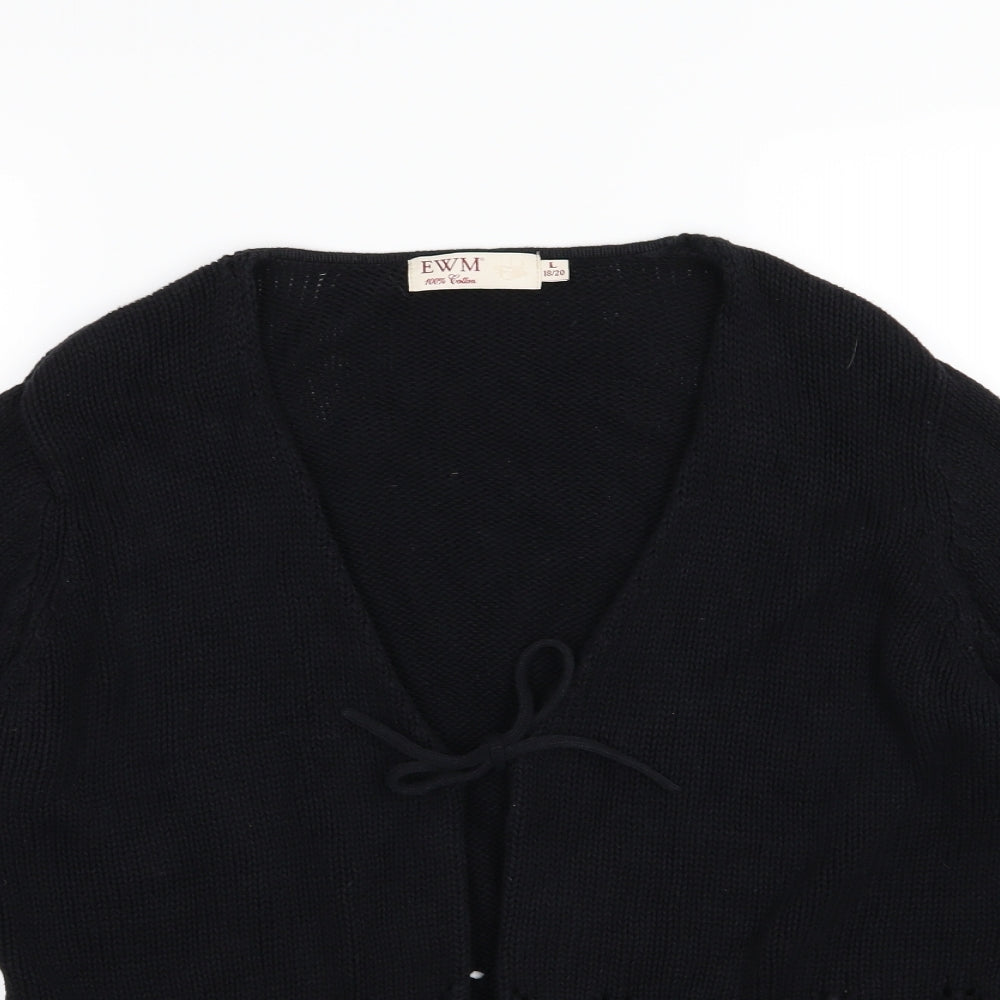 EWM Womens Black  Knit Cardigan Jumper Size L