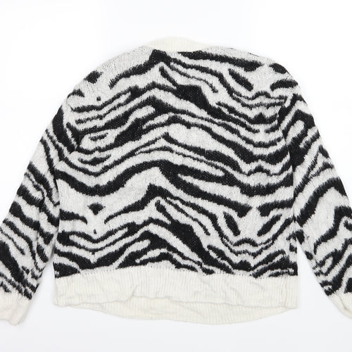 Topshop Womens Black Animal Print Knit Pullover Jumper Size S