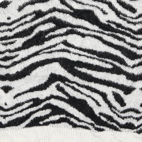 Topshop Womens Black Animal Print Knit Pullover Jumper Size S