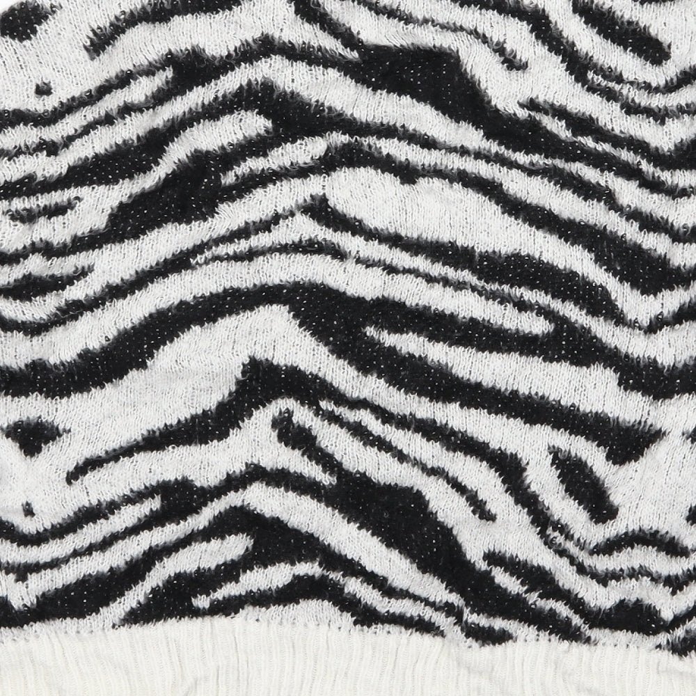 Topshop Womens Black Animal Print Knit Pullover Jumper Size S