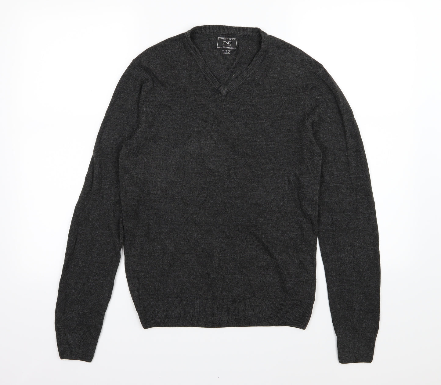 F&F Mens Grey  Knit Pullover Jumper Size S