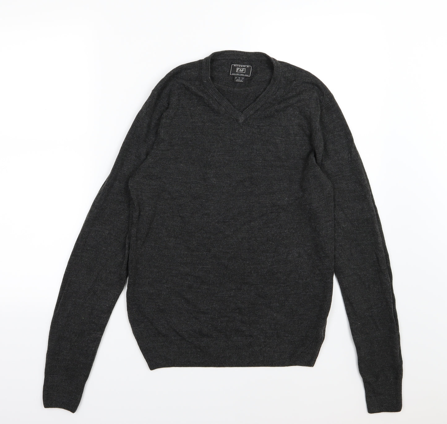 F&F Mens Grey  Knit Pullover Jumper Size S