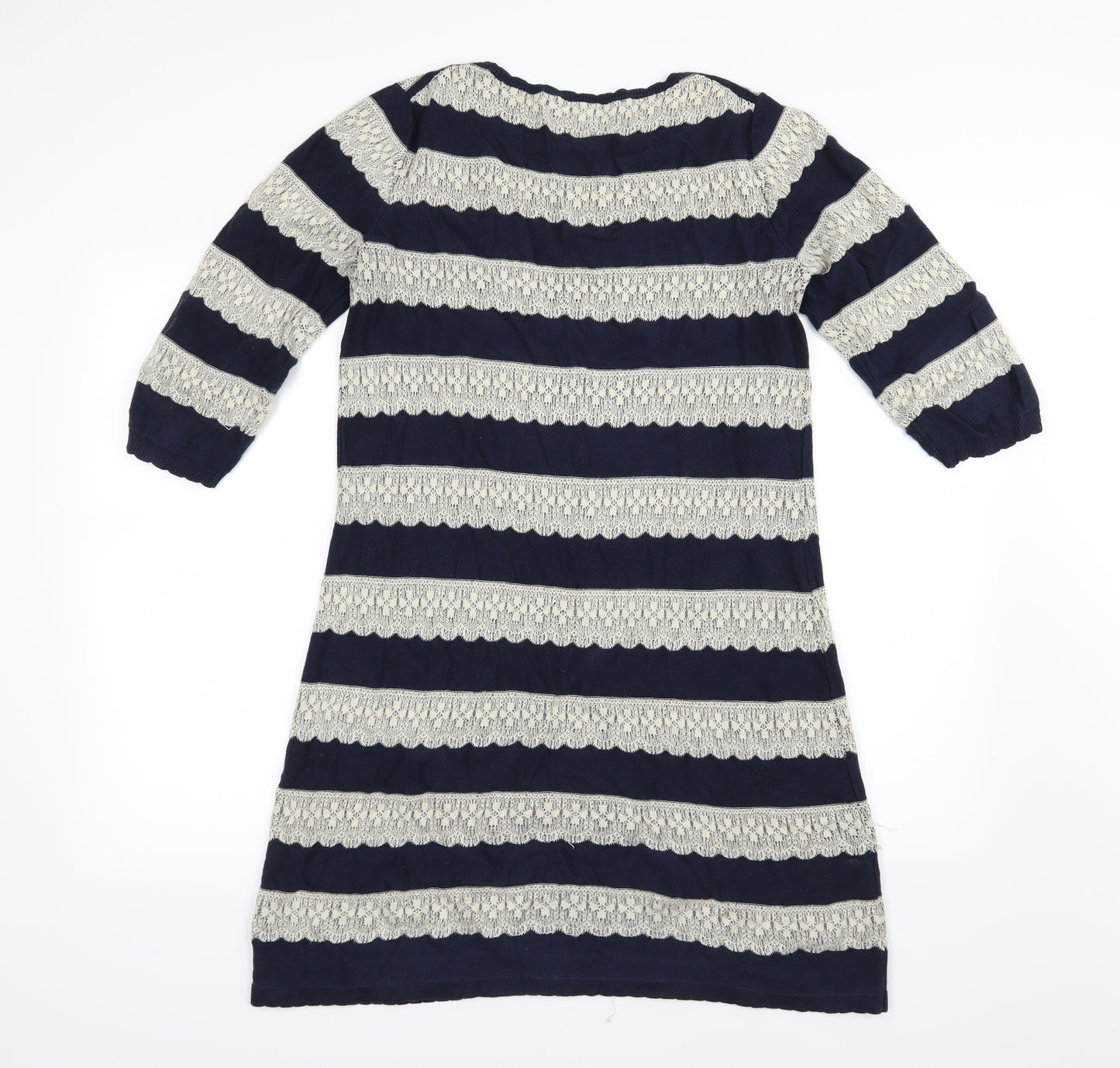 Monsoon Womens Blue Striped Knit Jumper Dress  Size M