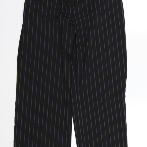 Agenda Womens Black Striped Rayon Trousers  Size 14 L32 in