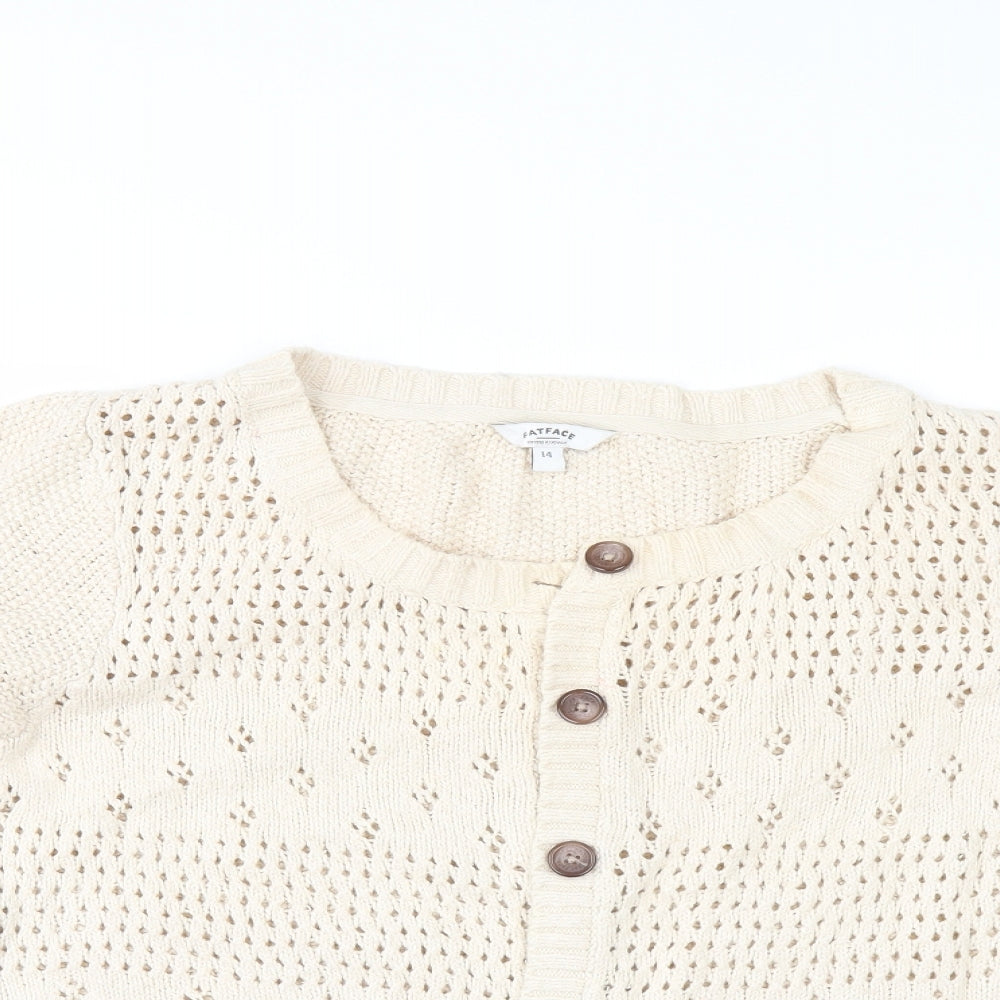 Fat Face Womens Beige   Cardigan Jumper Size 14