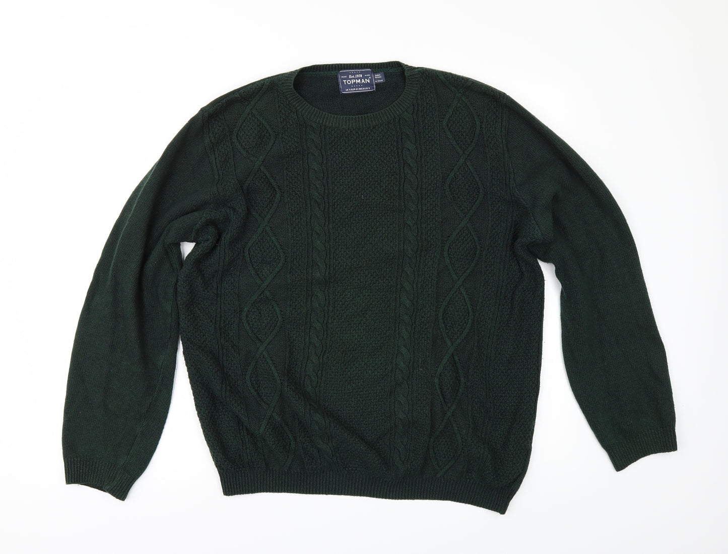 Topman Mens Green   Pullover Jumper Size S