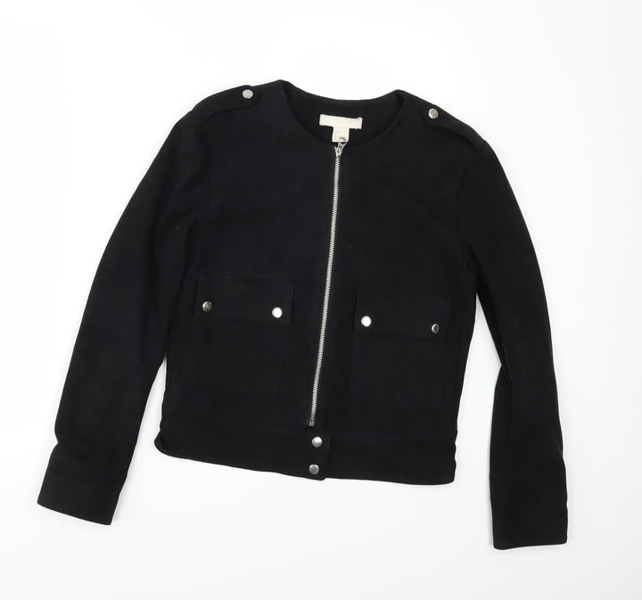 H&M Womens Black   Jacket  Size 6  - Suede Effect