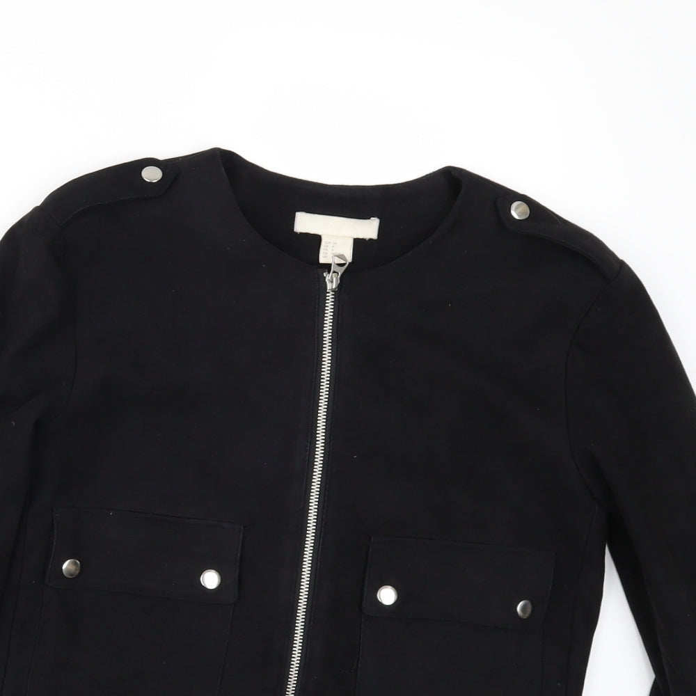 H&M Womens Black   Jacket  Size 6  - Suede Effect