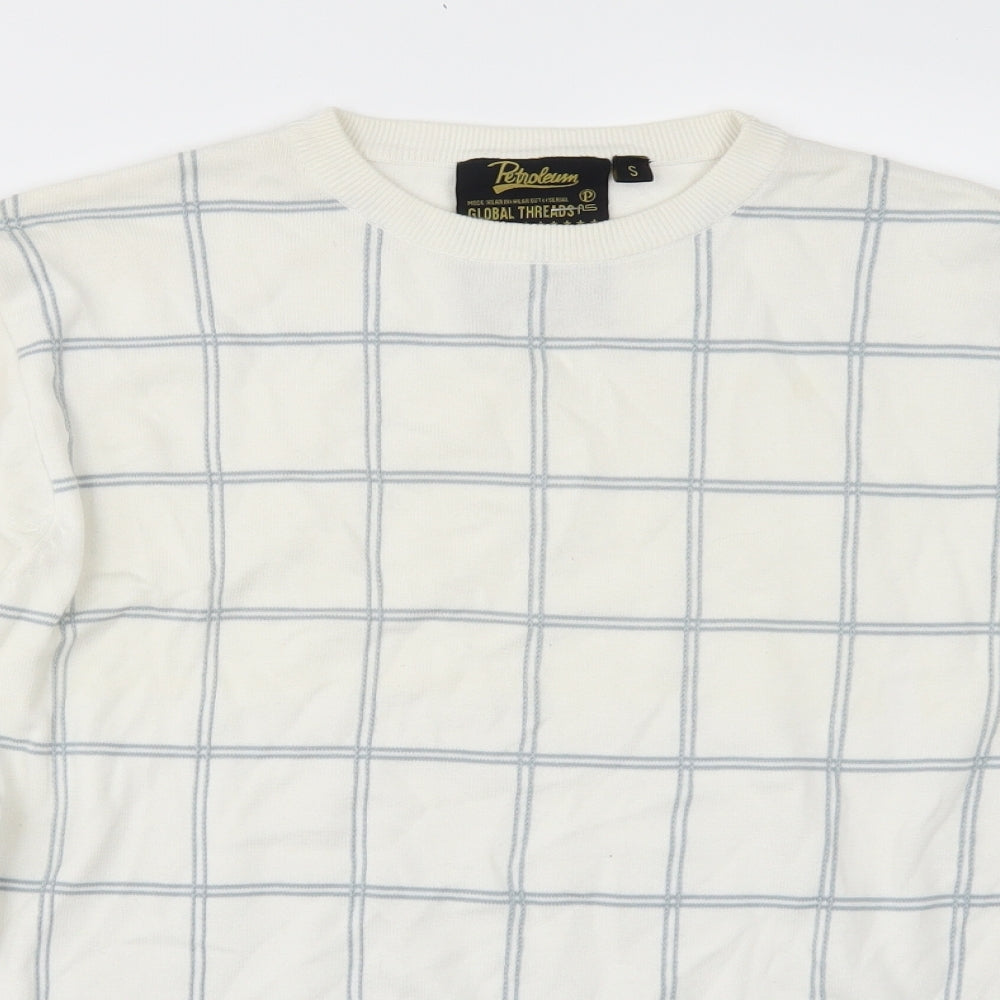 Petroleum Mens Silver   Pullover Jumper
