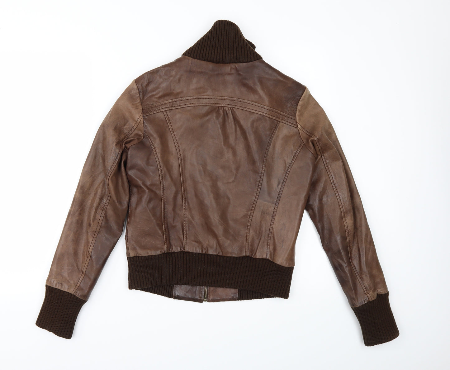 Oasis Womens Brown   Bomber Jacket Jacket Size 10  - Leather