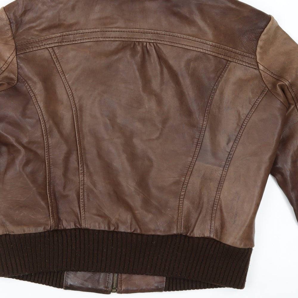 Oasis Womens Brown   Bomber Jacket Jacket Size 10  - Leather