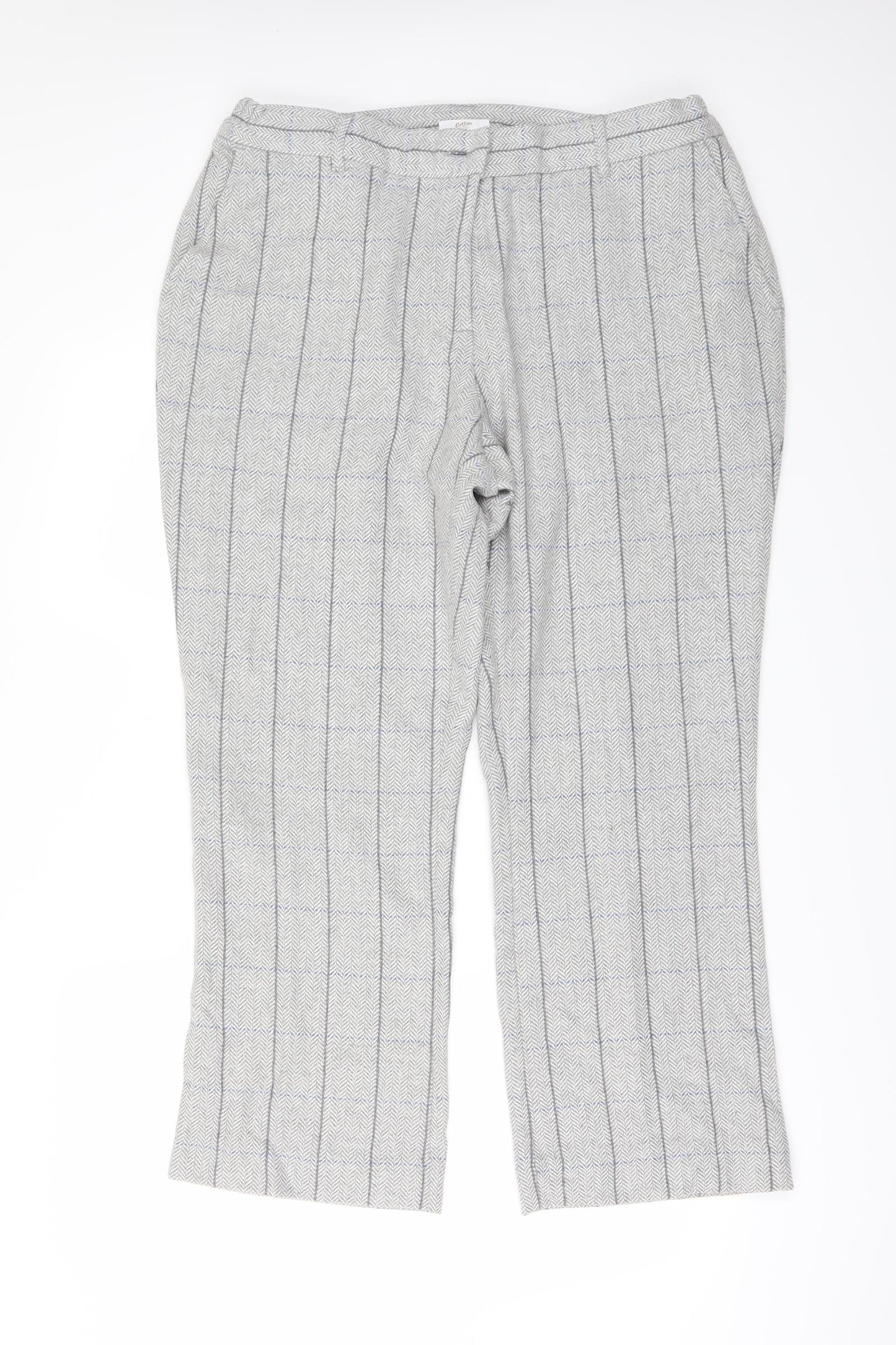 Cotton Traders Womens Grey Check  Trousers  Size 16 L27 in