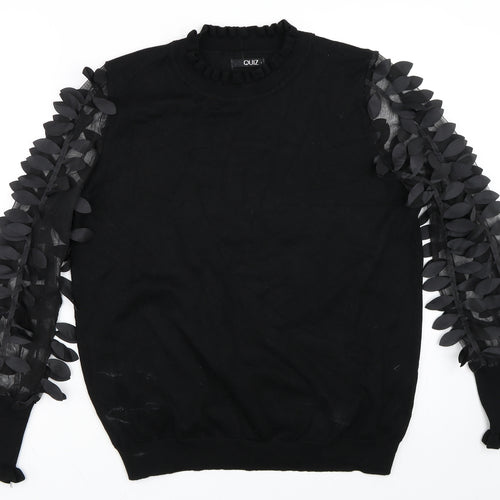 Quiz Womens Black   Pullover Jumper Size L  - Mesh sleeves