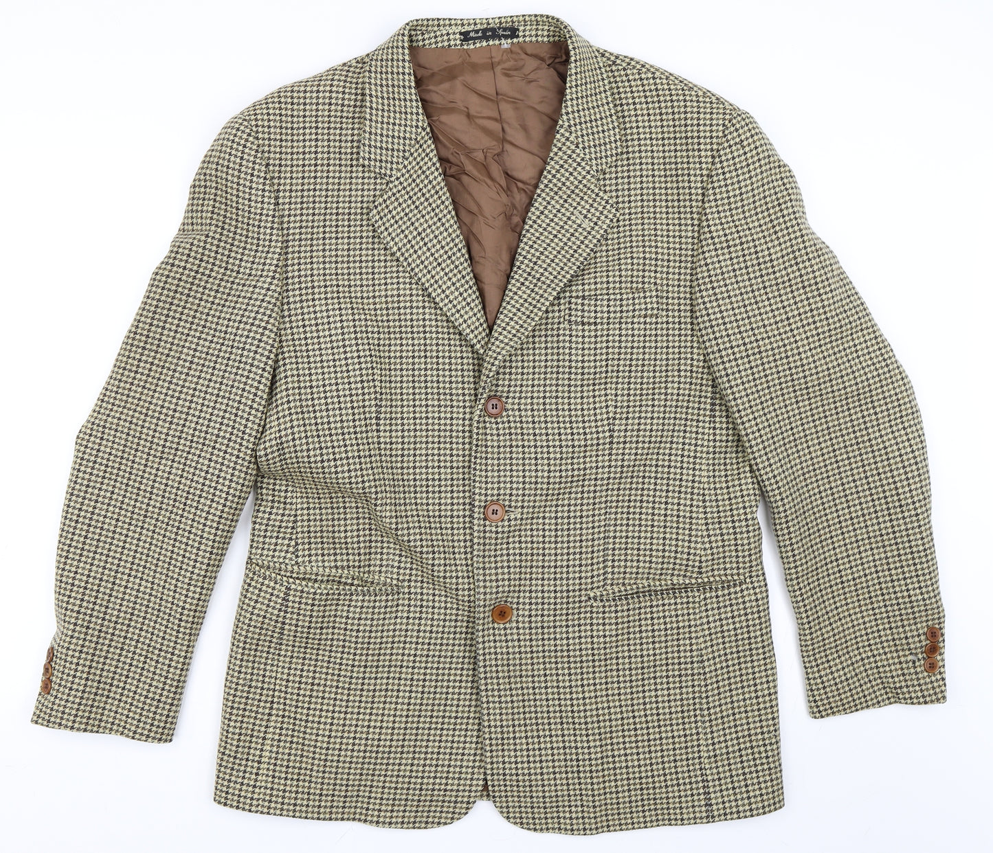 N&B Classic Collection Mens Beige Houndstooth  Jacket Blazer Size 40