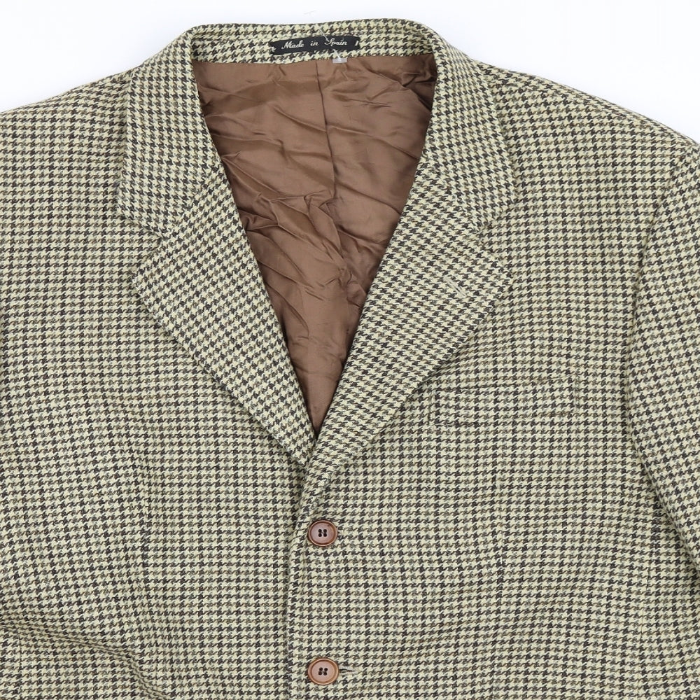 N&B Classic Collection Mens Beige Houndstooth  Jacket Blazer Size 40