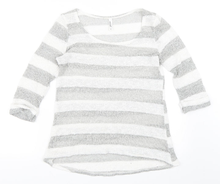 NEXT Womens Grey Striped  Pullover Jumper Size 12