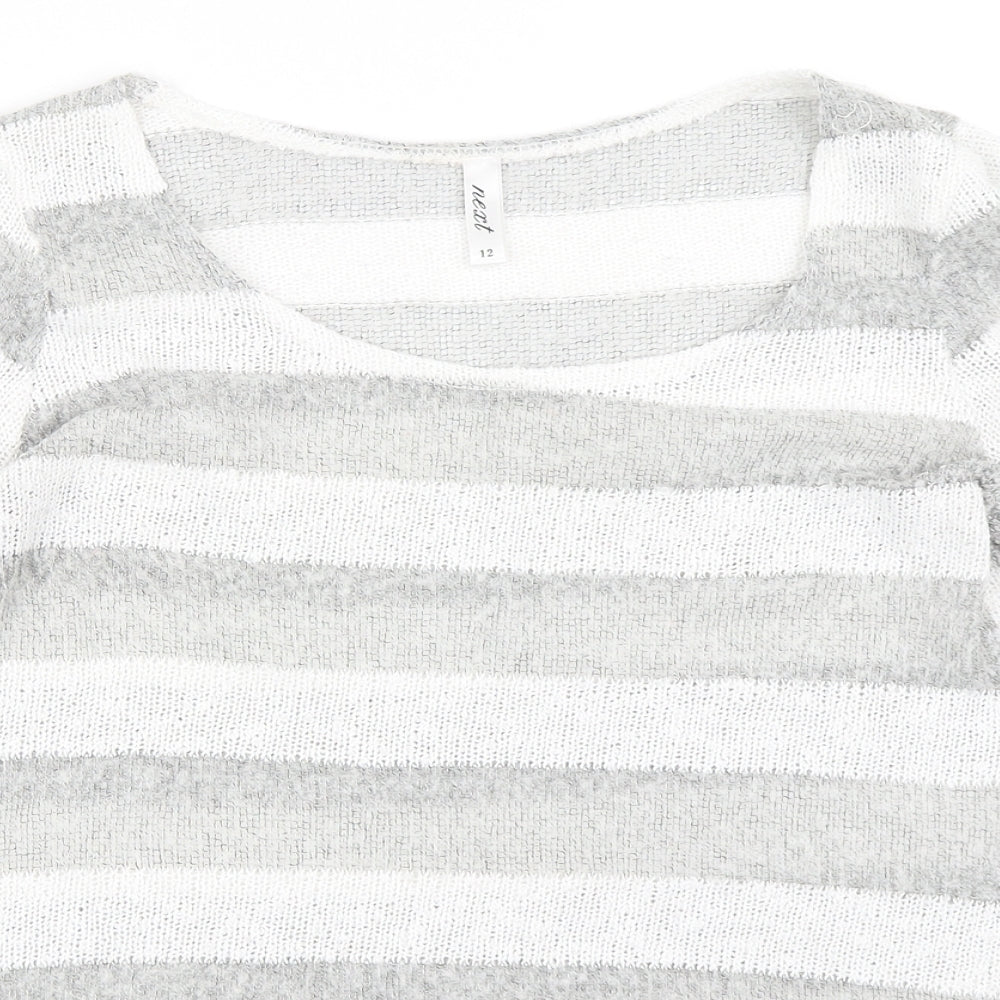 NEXT Womens Grey Striped  Pullover Jumper Size 12
