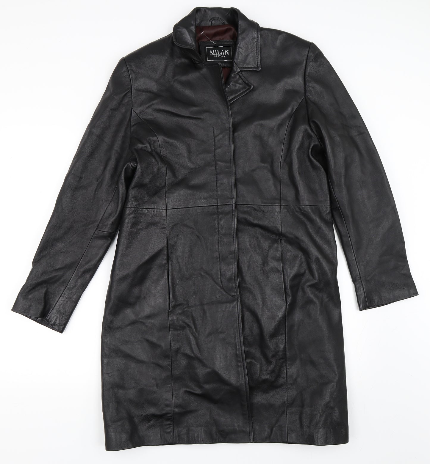 Milan Leather Womens Black   Overcoat Coat Size 16