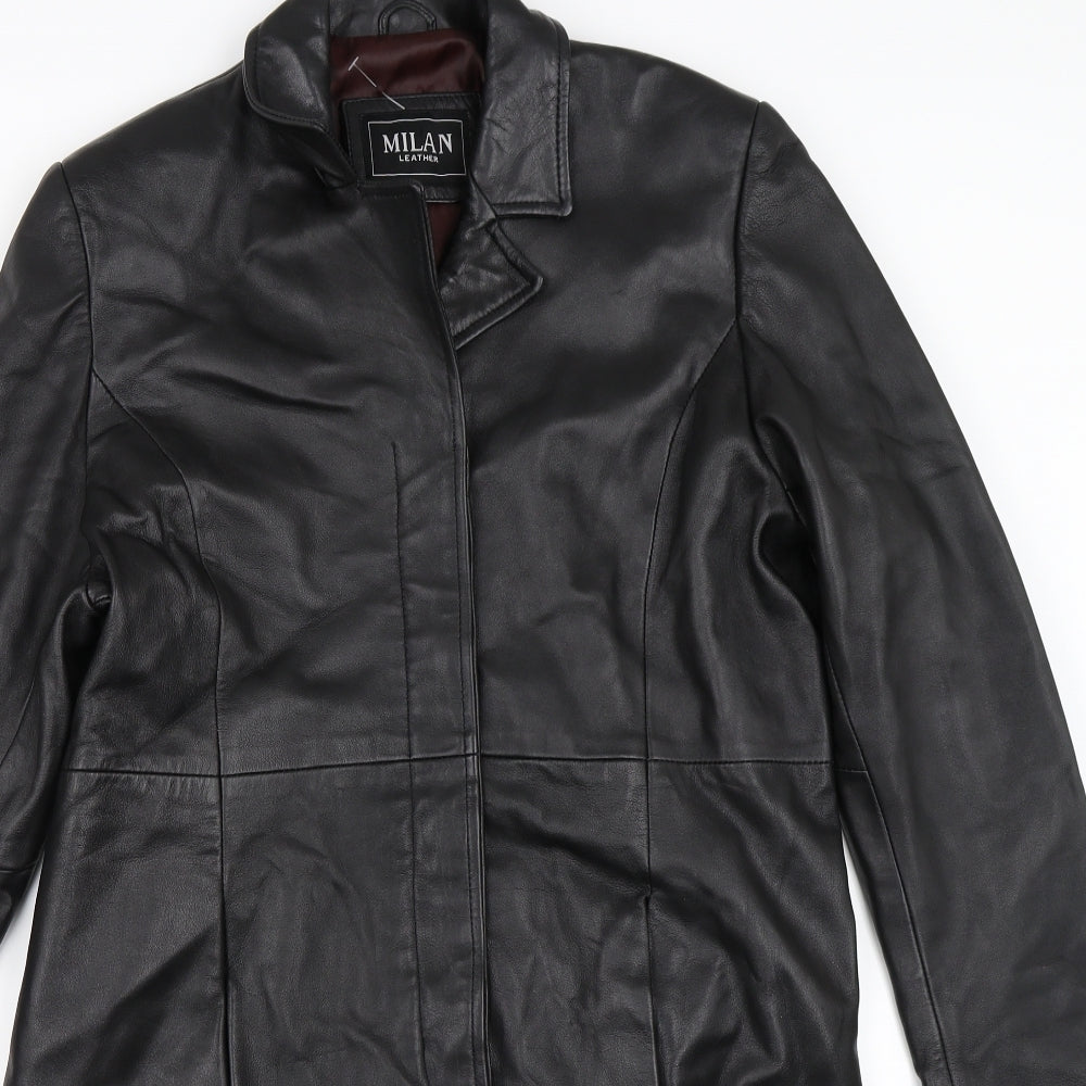 Milan Leather Womens Black   Overcoat Coat Size 16