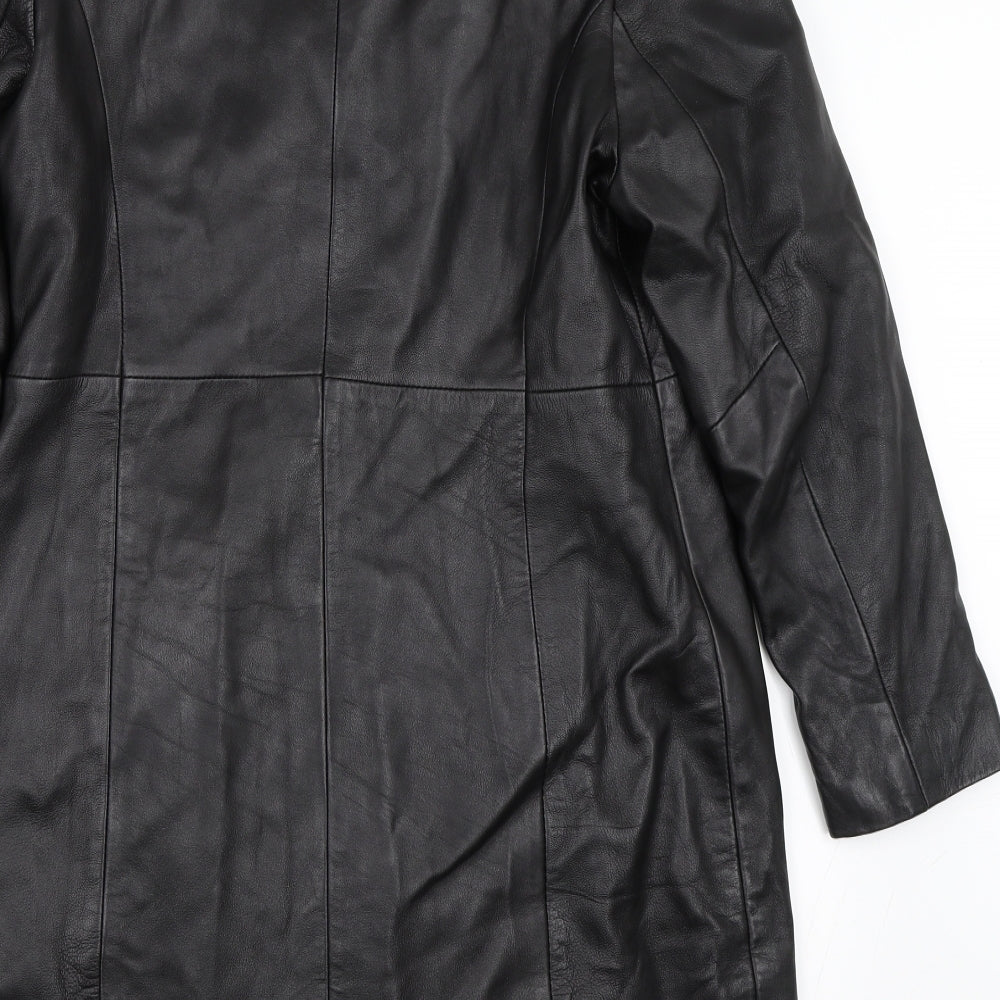 Milan Leather Womens Black   Overcoat Coat Size 16