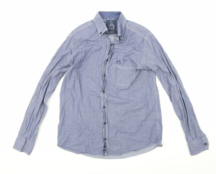 Claudio Campione Mens Blue Button-Up Size M