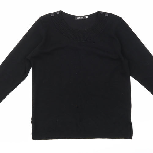 Classic Womens Black  Knit Pullover Jumper Size M