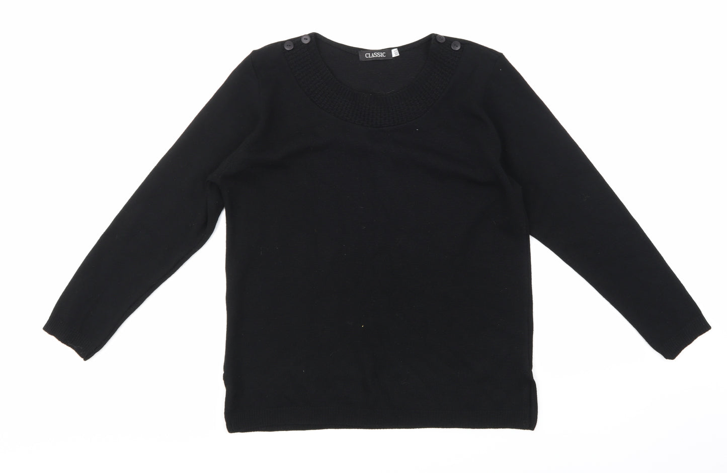 Classic Womens Black  Knit Pullover Jumper Size M
