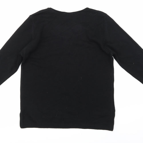 Classic Womens Black  Knit Pullover Jumper Size M