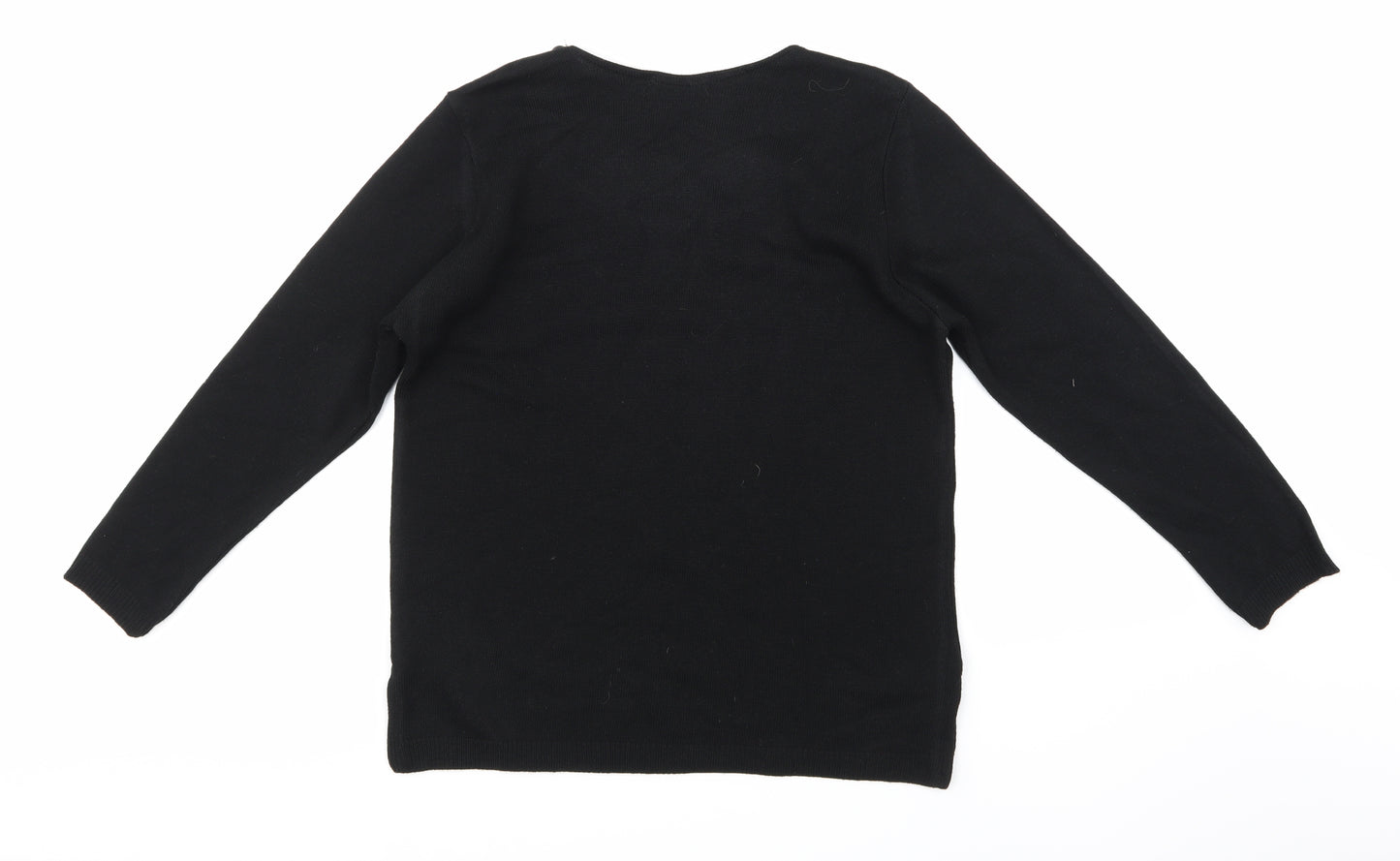 Classic Womens Black  Knit Pullover Jumper Size M