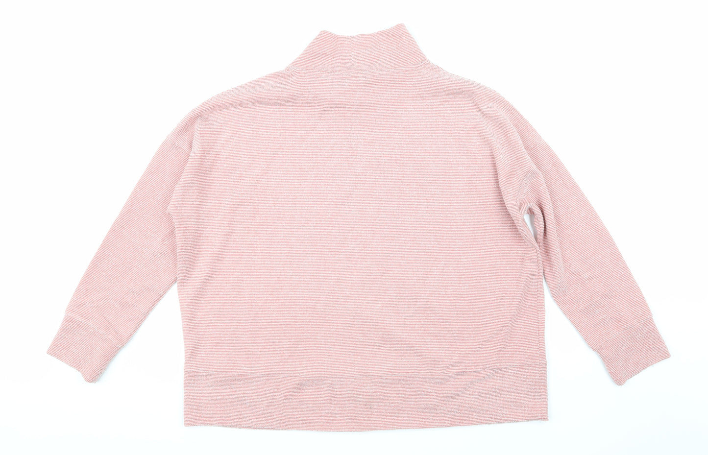 M&Co Womens Pink Striped  Pullover Sweatshirt Size 16