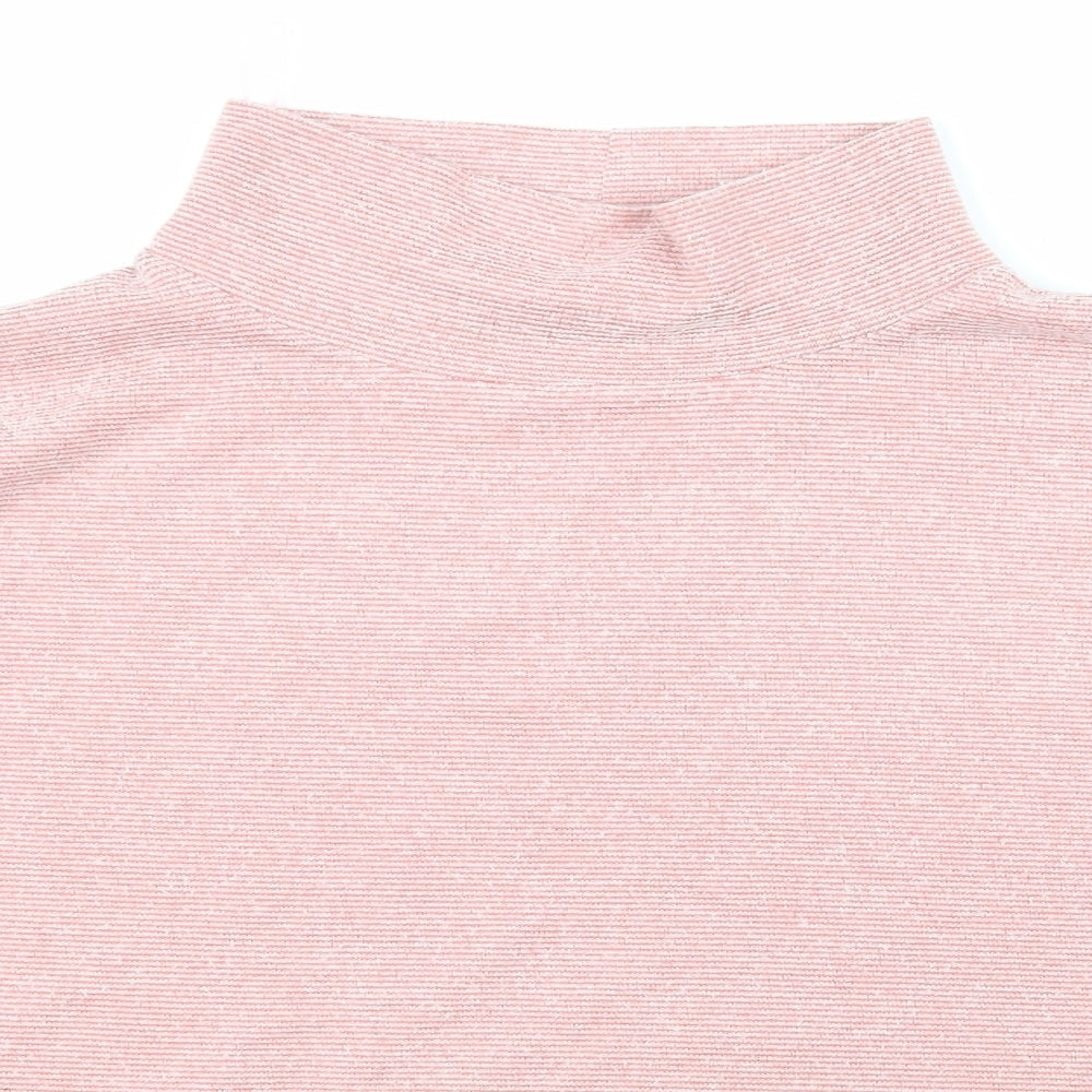 M&Co Womens Pink Striped  Pullover Sweatshirt Size 16