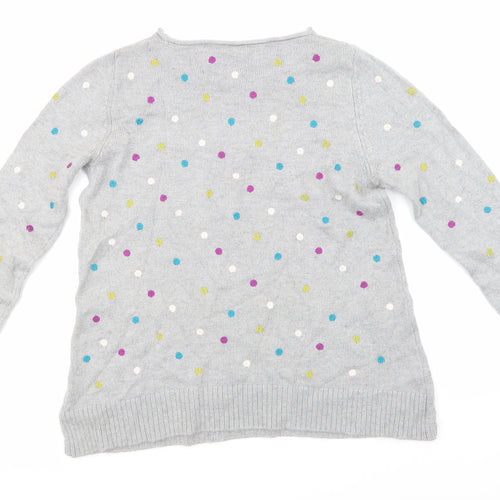 White Stuff Womens Grey Polka Dot Knit Henley Jumper Size 16