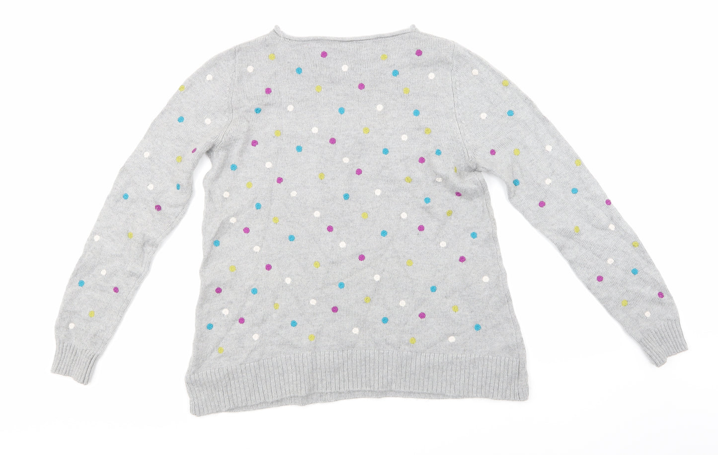 White Stuff Womens Grey Polka Dot Knit Henley Jumper Size 16