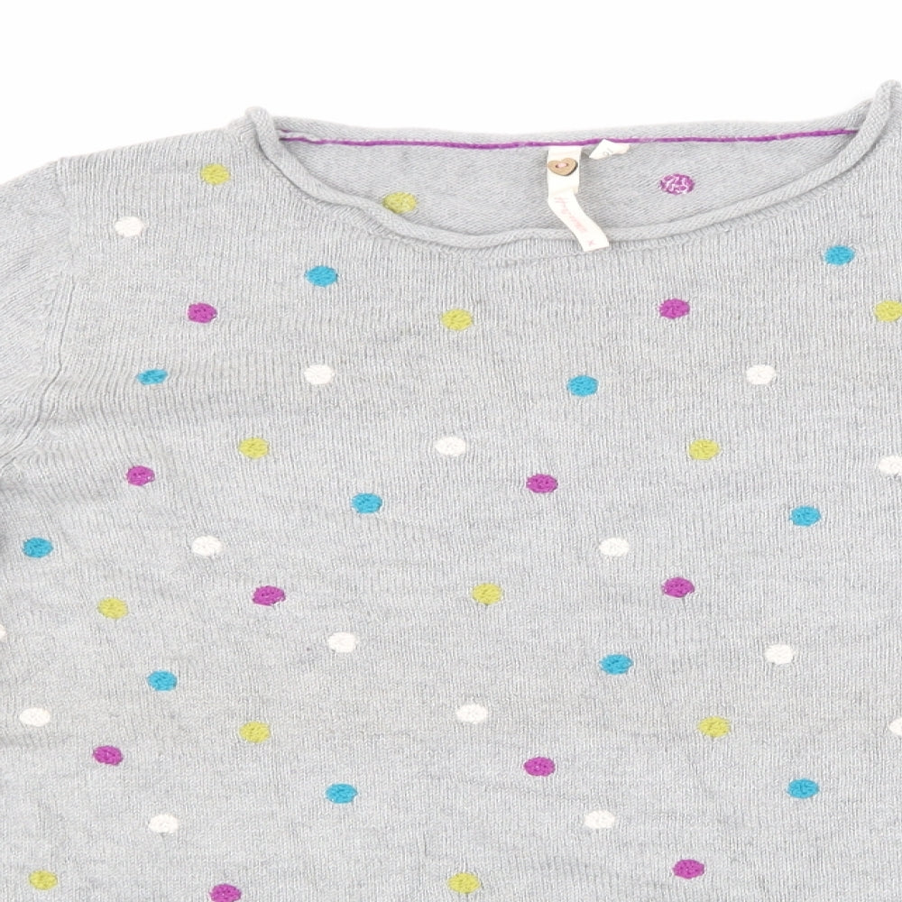 White Stuff Womens Grey Polka Dot Knit Henley Jumper Size 16