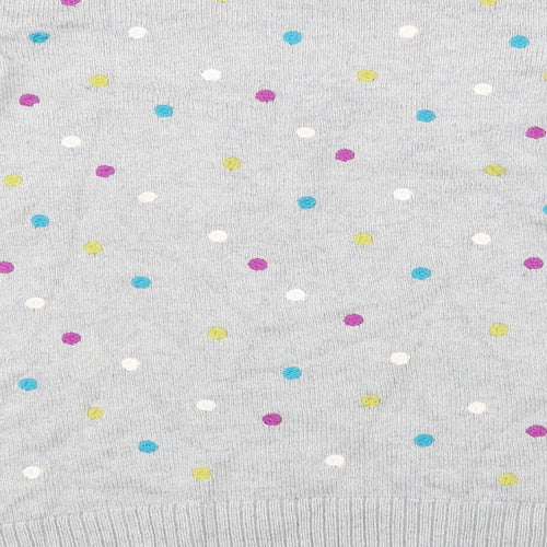 White Stuff Womens Grey Polka Dot Knit Henley Jumper Size 16
