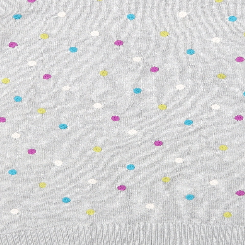White Stuff Womens Grey Polka Dot Knit Henley Jumper Size 16
