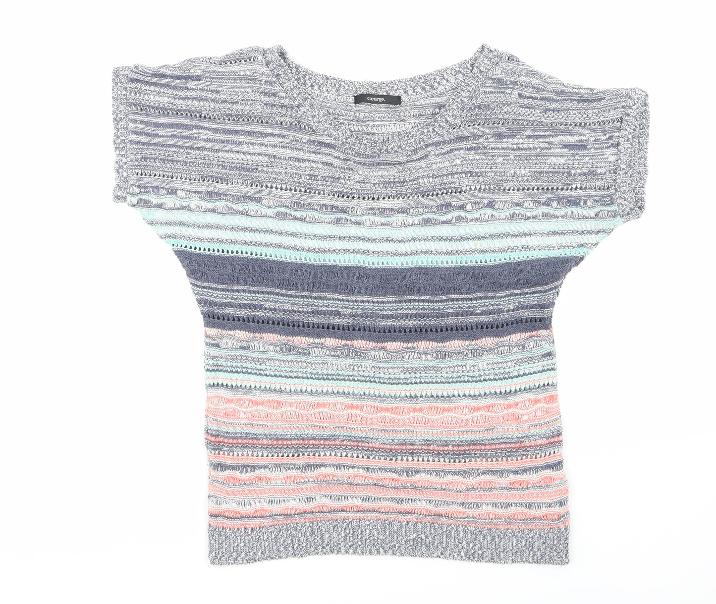 George Womens Blue Striped Knit Pullover Jumper Size 12