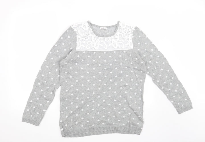 Damart Womens Grey Polka Dot Pullover Jumper Size 14
