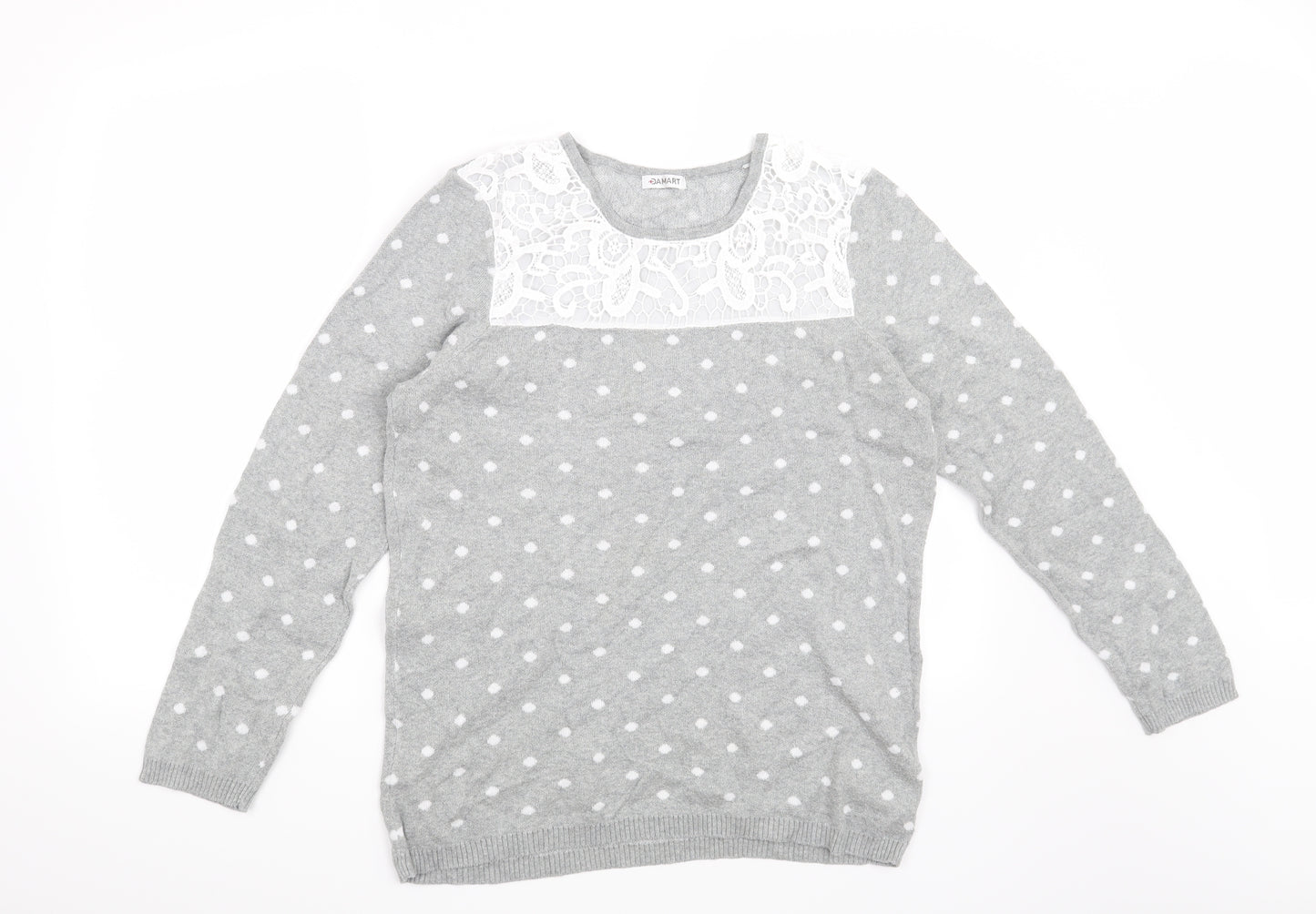 Damart Womens Grey Polka Dot  Pullover Jumper Size 14
