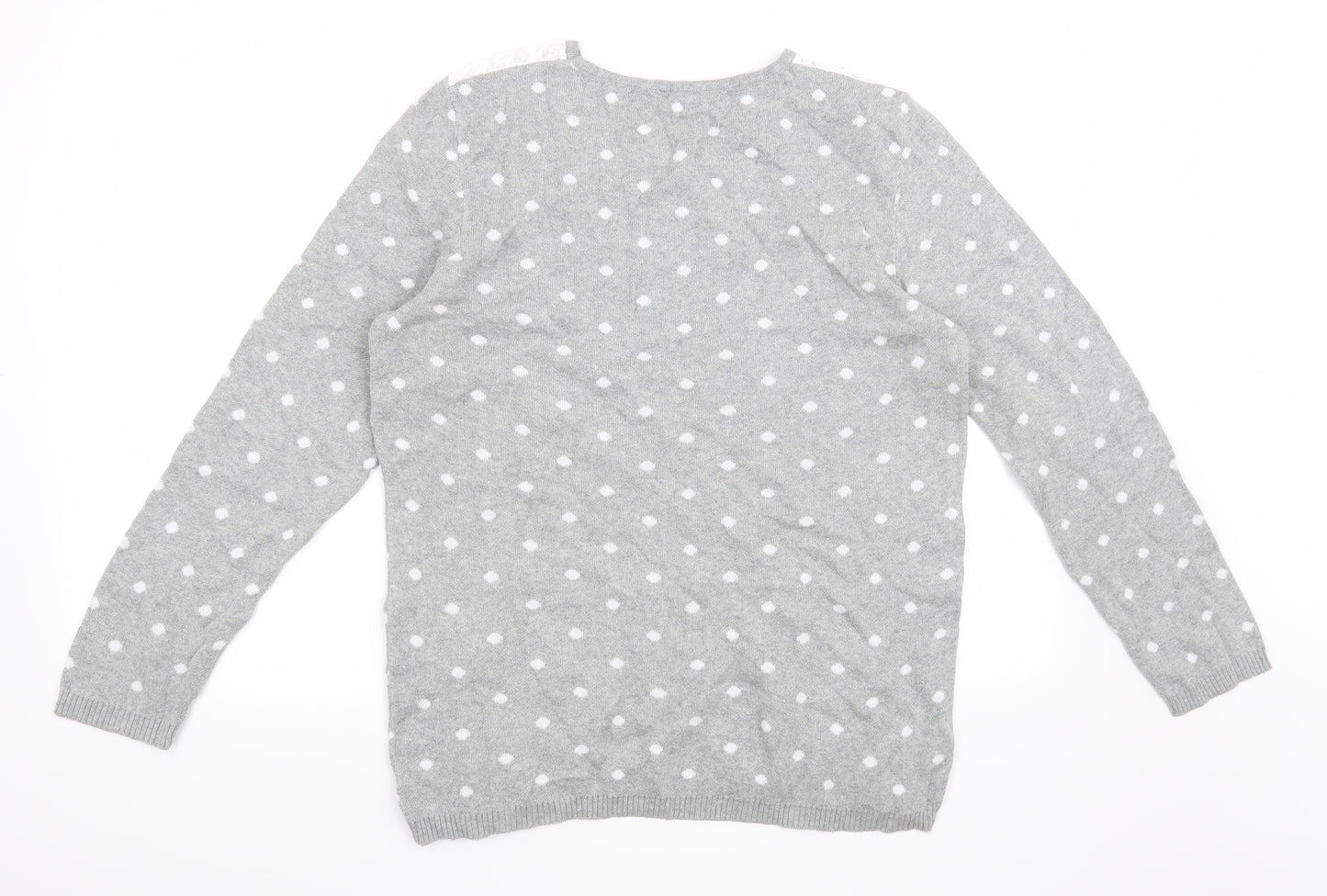 Damart Womens Grey Polka Dot  Pullover Jumper Size 14