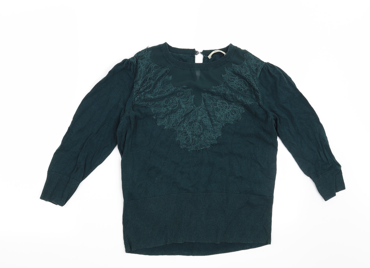 Oasis Womens Green Floral  Pullover Jumper Size M