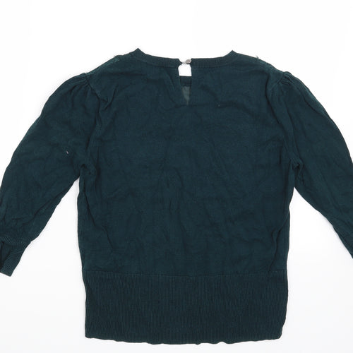 Oasis Womens Green Floral  Pullover Jumper Size M