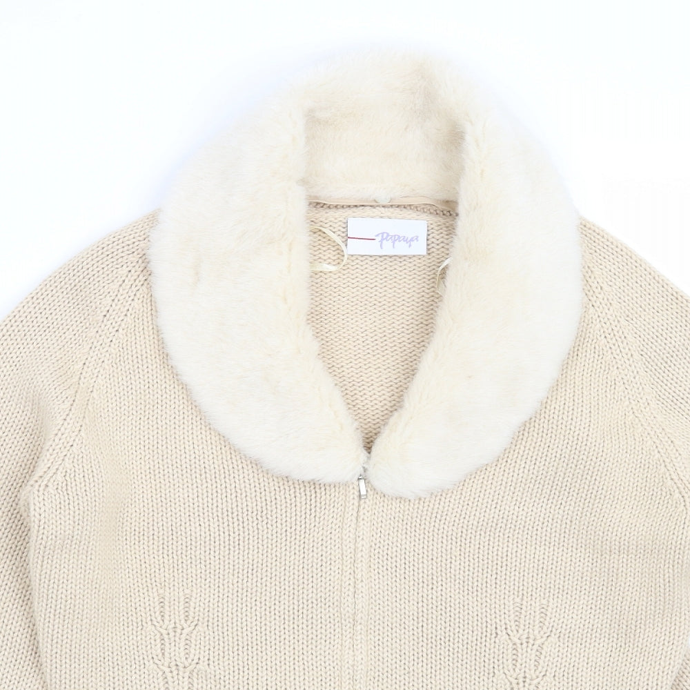 Papaya Womens Beige   Cardigan Jumper Size 14